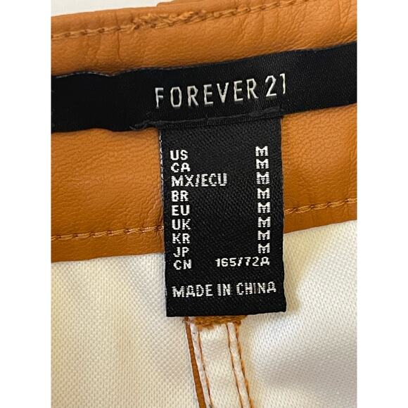 Forever 21 Faux Leather Straight-Leg Pants Camel Color Medium - Picture 7 of 9